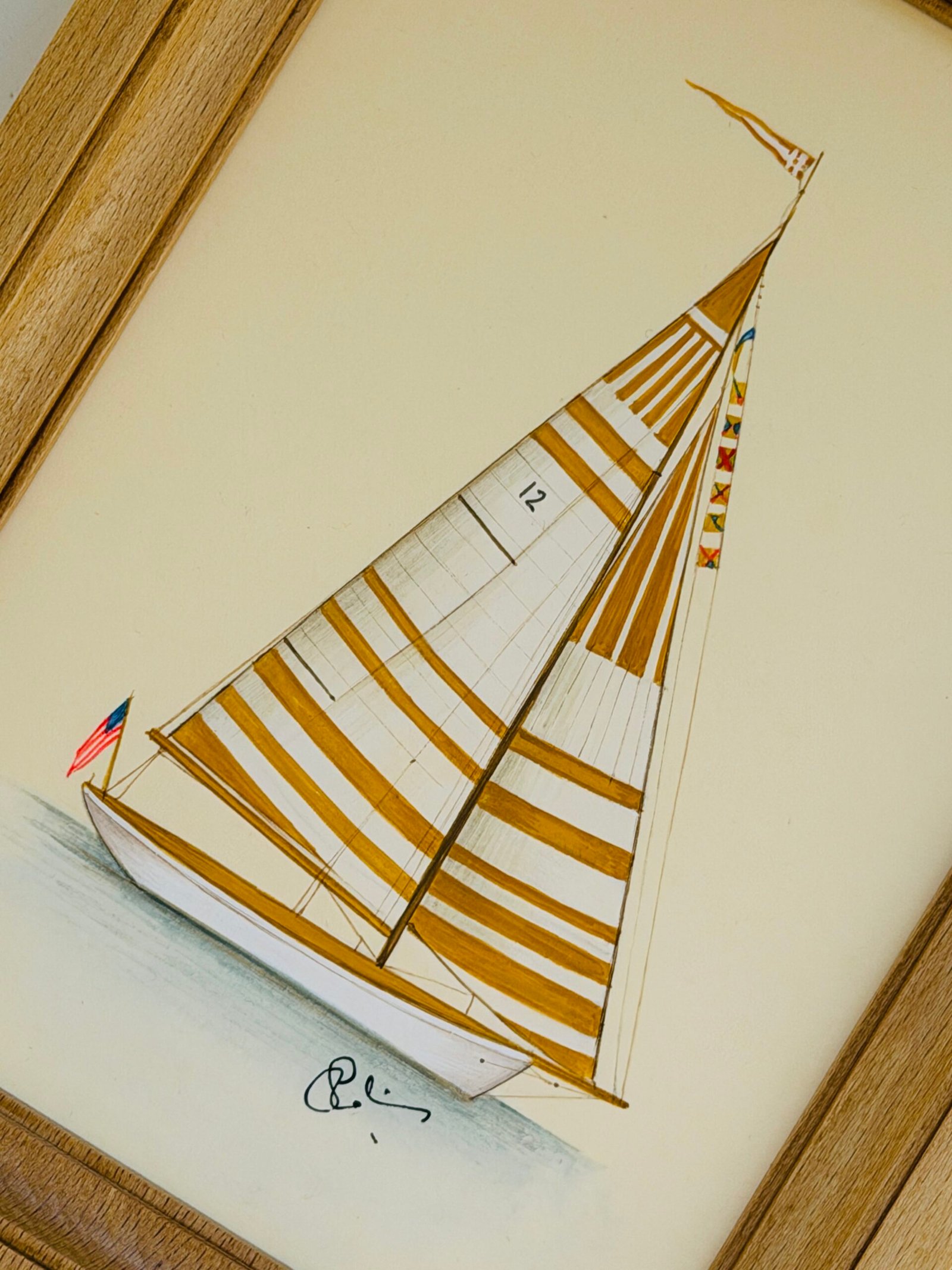 Hand-Painted Sailboat Painting, Sunstripe - Image 2