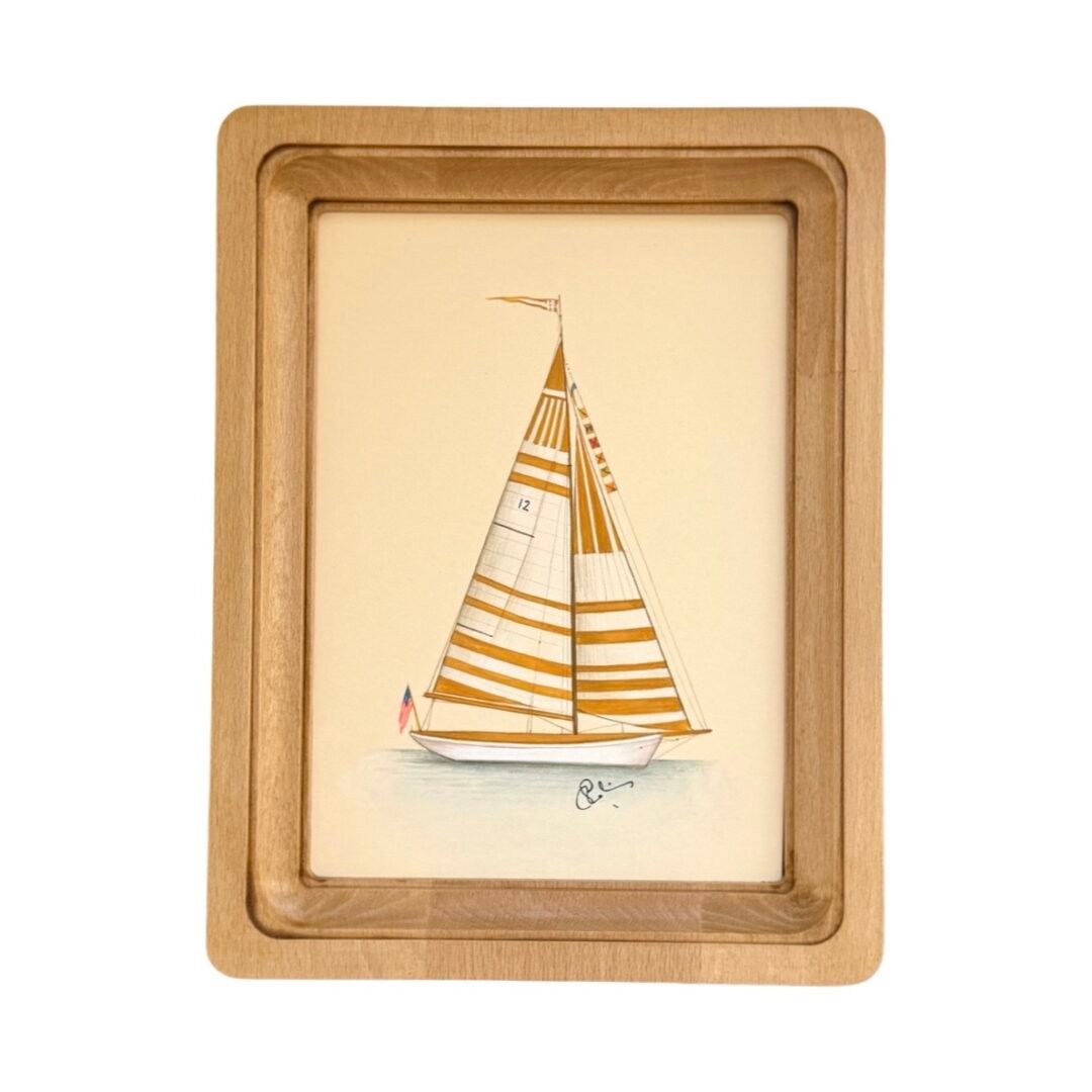 Hand-Painted Sailboat Painting, Sunstripe