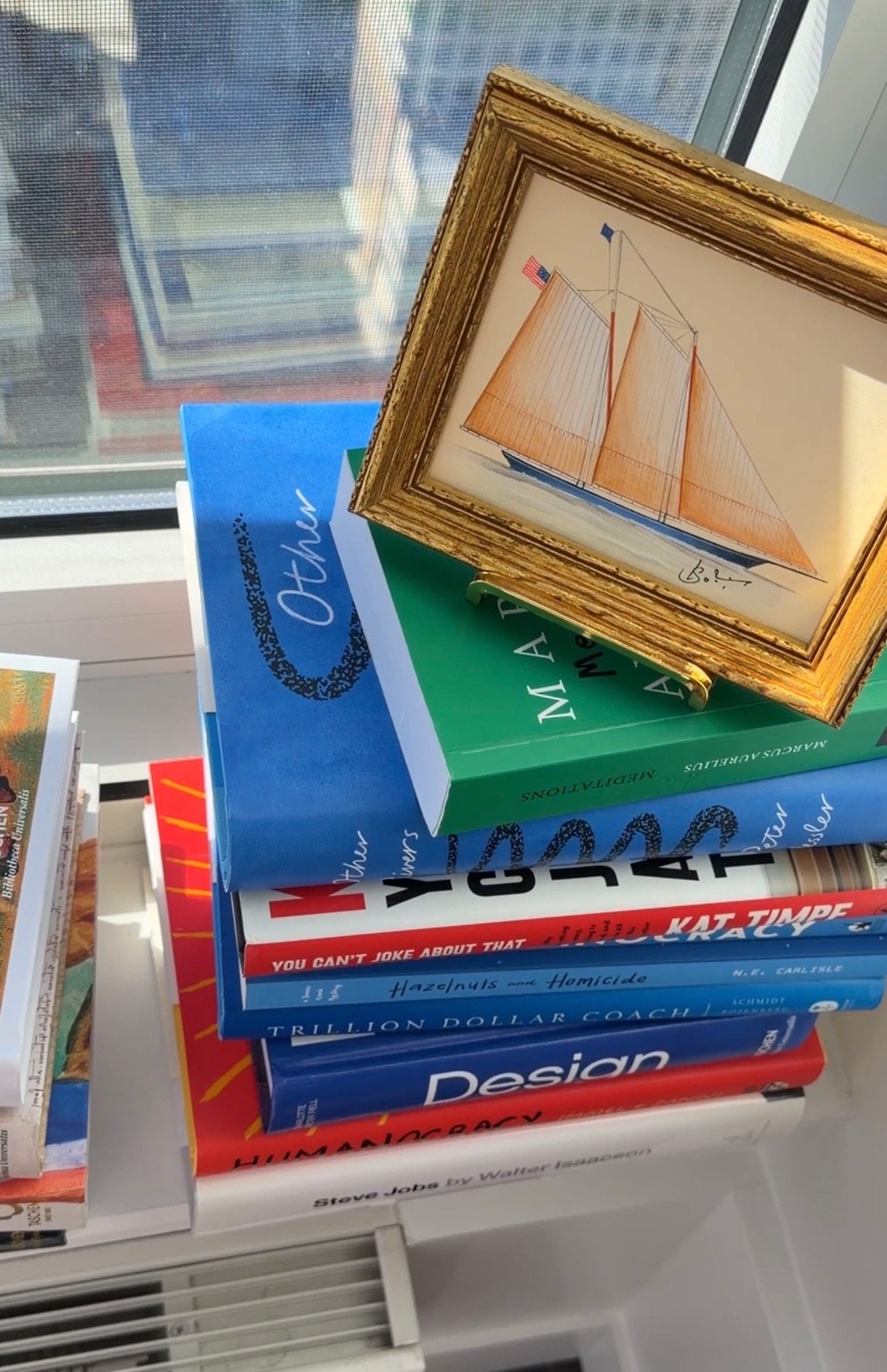 Hand-Painted Sailboat Painting, the Blue Hull - Image 3