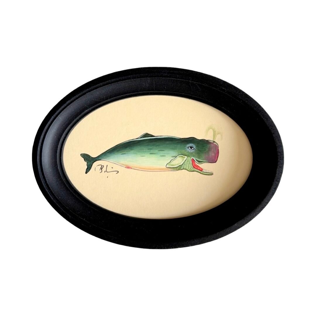 Hand-Painted Whale Painting, Moby