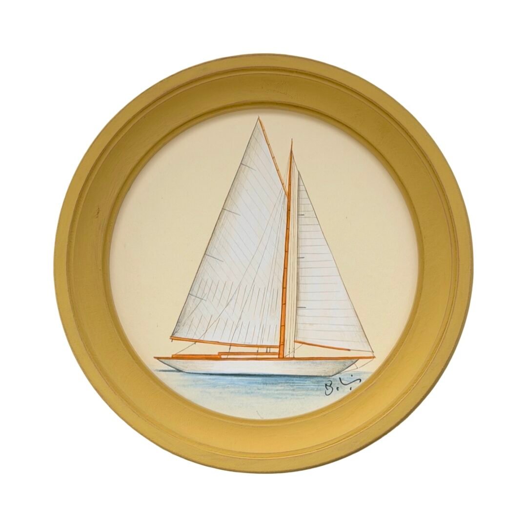 Hand-Painted Sailboat Painting, The Little Schooner