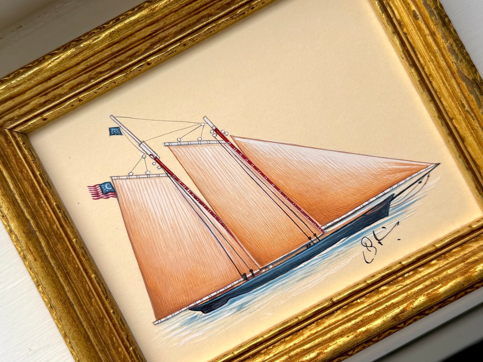 Hand-Painted Sailboat Painting, the Newport Sail - Image 2